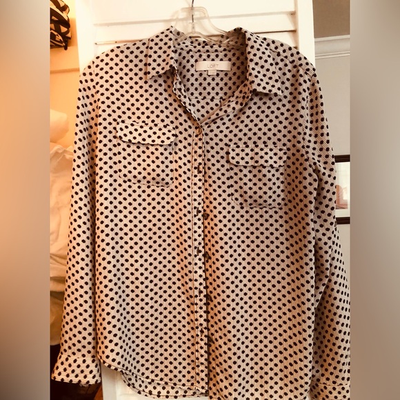 LOFT Striped Polka Dot Blouse - Picture 5 of 5